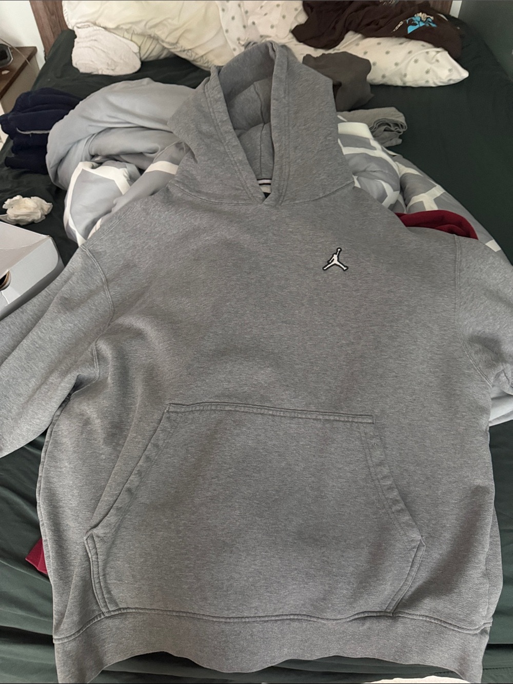 Jordan Grey Pullover Hoodie with Small Jumpman Logo